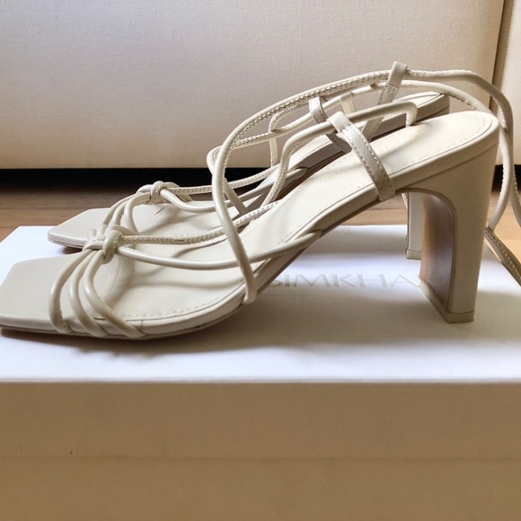 JONATHAN SIMKHAI MEGHAN SQUARE TOED HEEL WRAP SANDALS - Picture 11 of 11